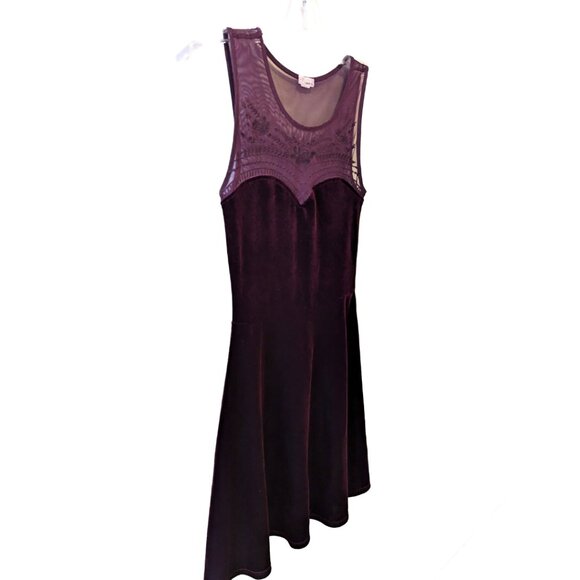 Burgundy Velvet Dress Embroidered Mesh Sweetheart Whimsygoth Gothic Size XS - Picture 2 of 8
